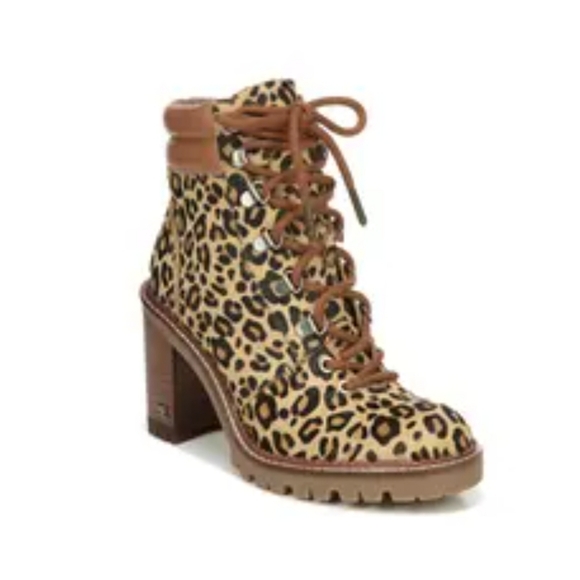 Sam Edelman Leopard Printed Calf Hair Boots w/ Leather Collar - Picture 7 of 7